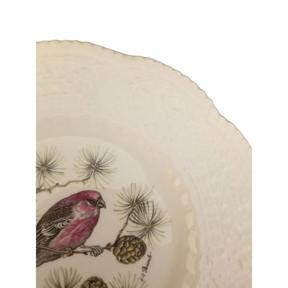 Bristol Ironstone Plate Aviary Pine GRosbeak Henry A Pausch Royal Cauldon 9''